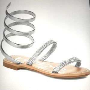 Bebe girl Sz 4 Grls Silver Coil Metallic-Strap Sandal